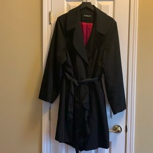 3/4 length black trench rain coat
